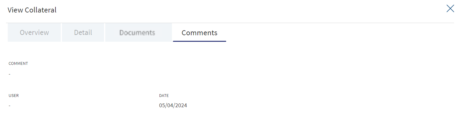 Collateral- Comments Tab