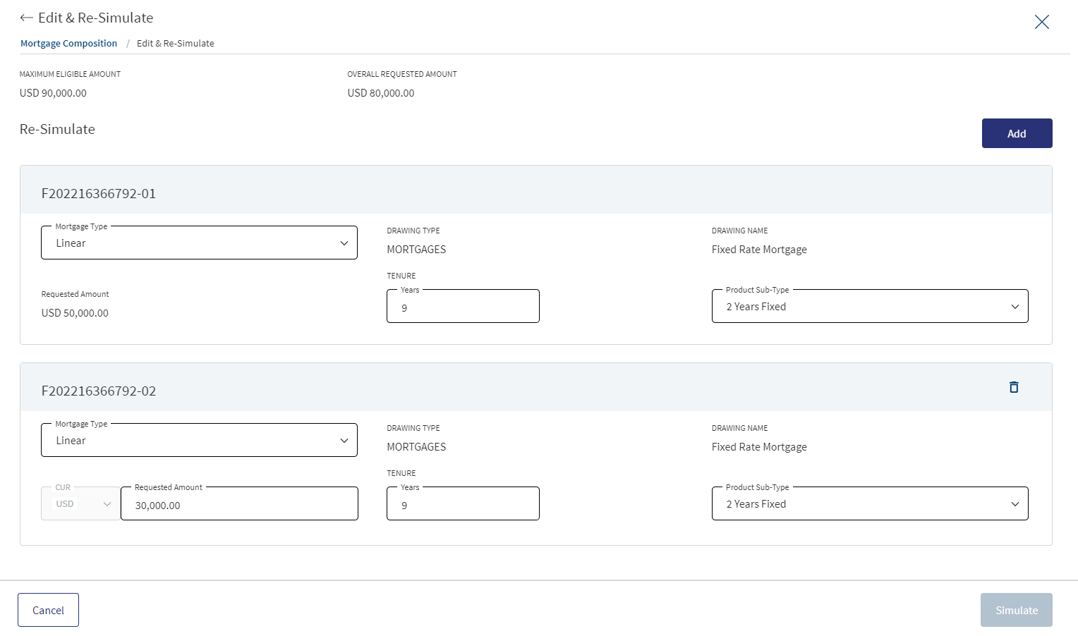 Edit Remortgage and Edit Re-Simulate