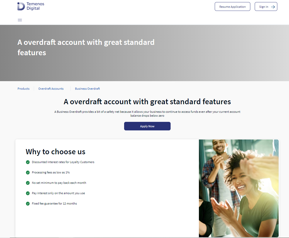 Business Overdraft Landing Page