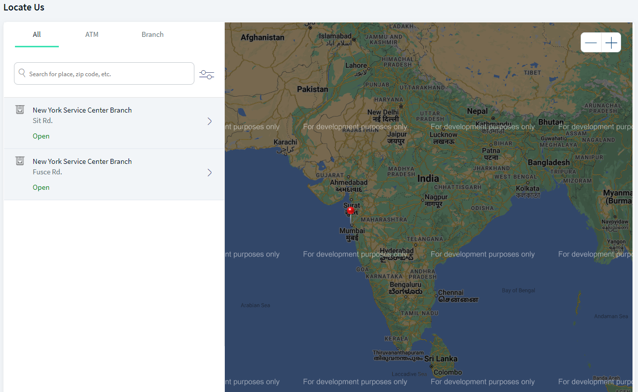 Filtering in Locate Us