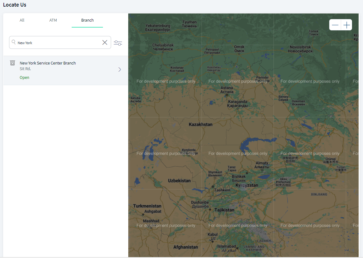 Searching option in Locate Us