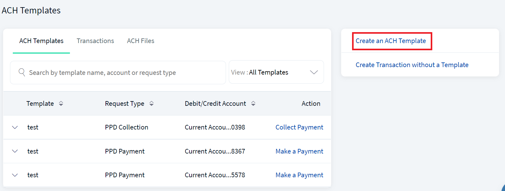 Create ACH Template