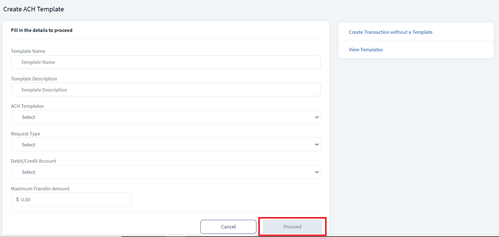 Create ACH Template