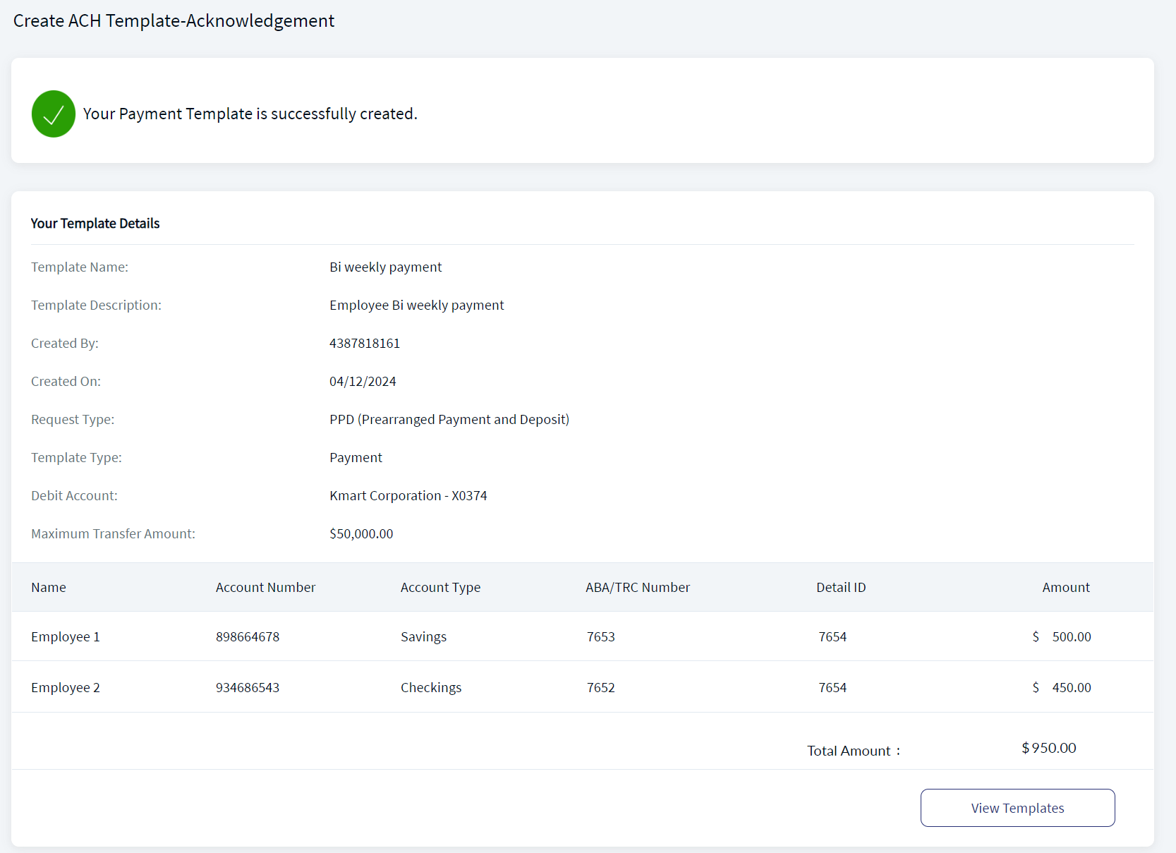 Create ACH Template