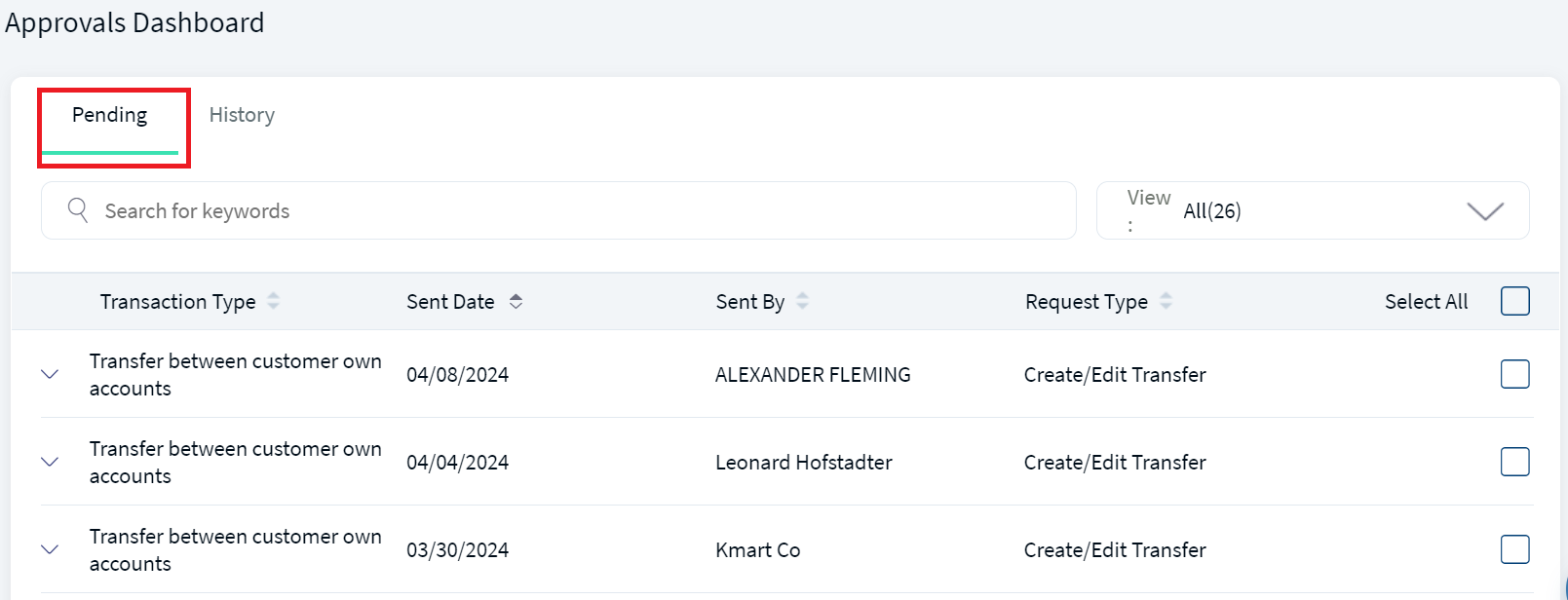 Pending for Approvals Pending for Approvals