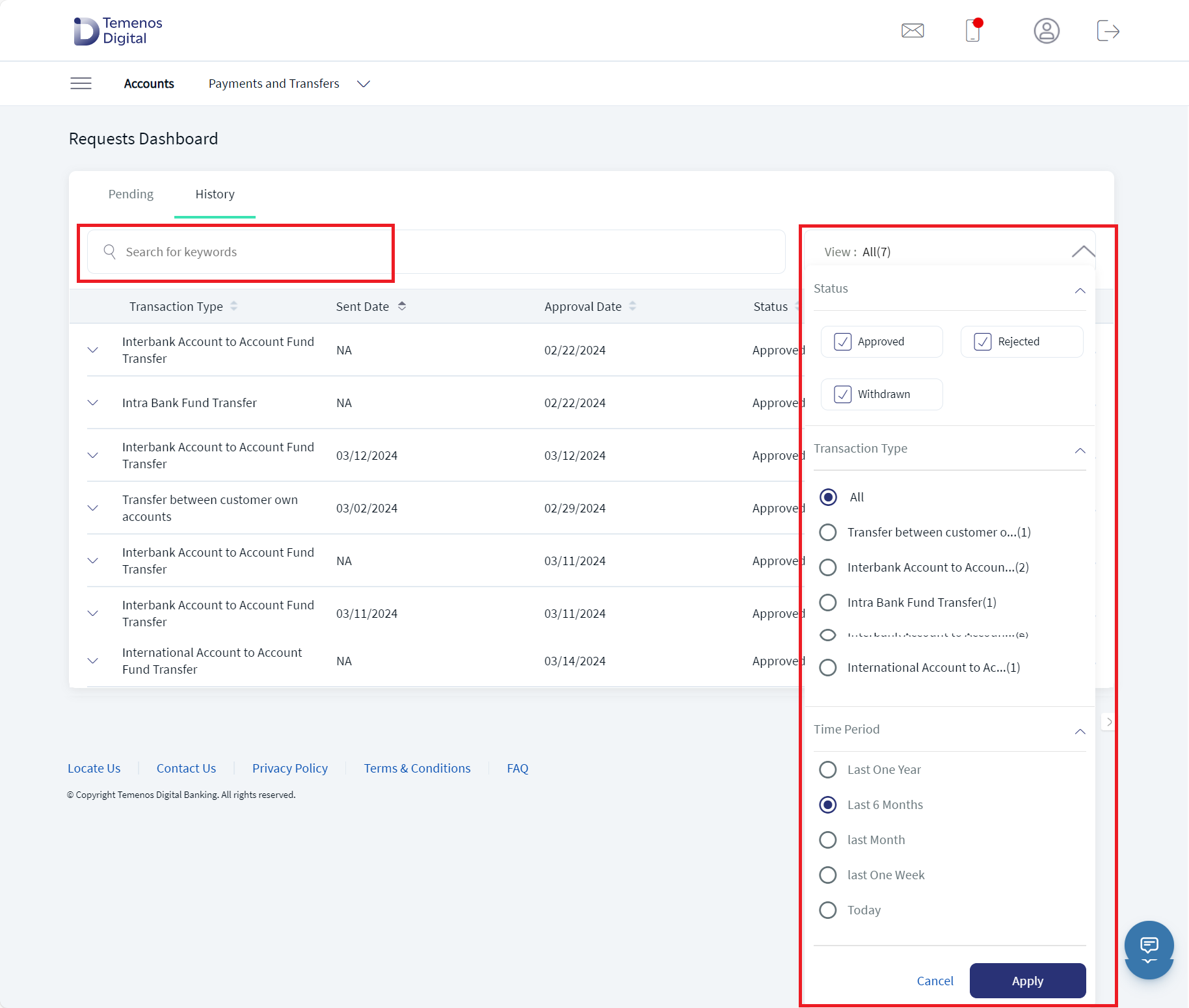 Requests History Search Requests History Search