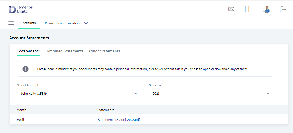 E-Statements for Online Banking