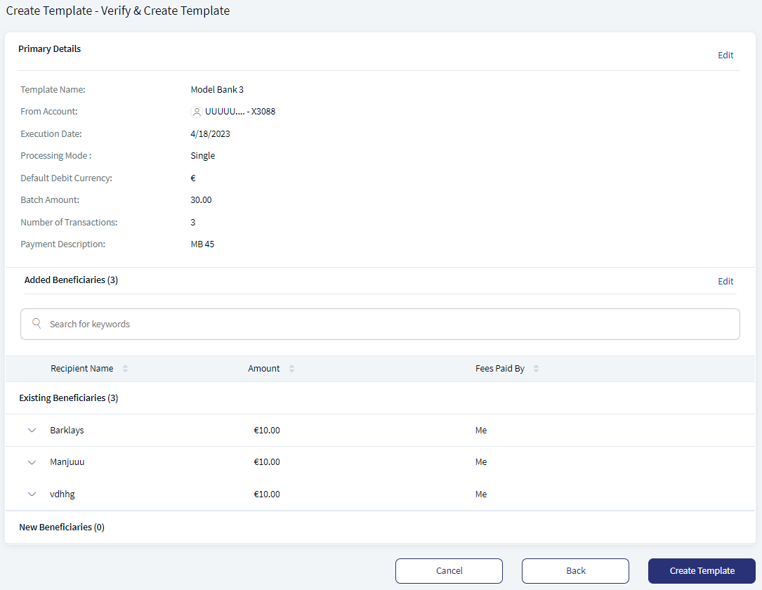 Verify and Create Template