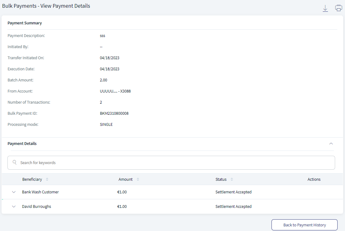 Bulk Payments - View Payment