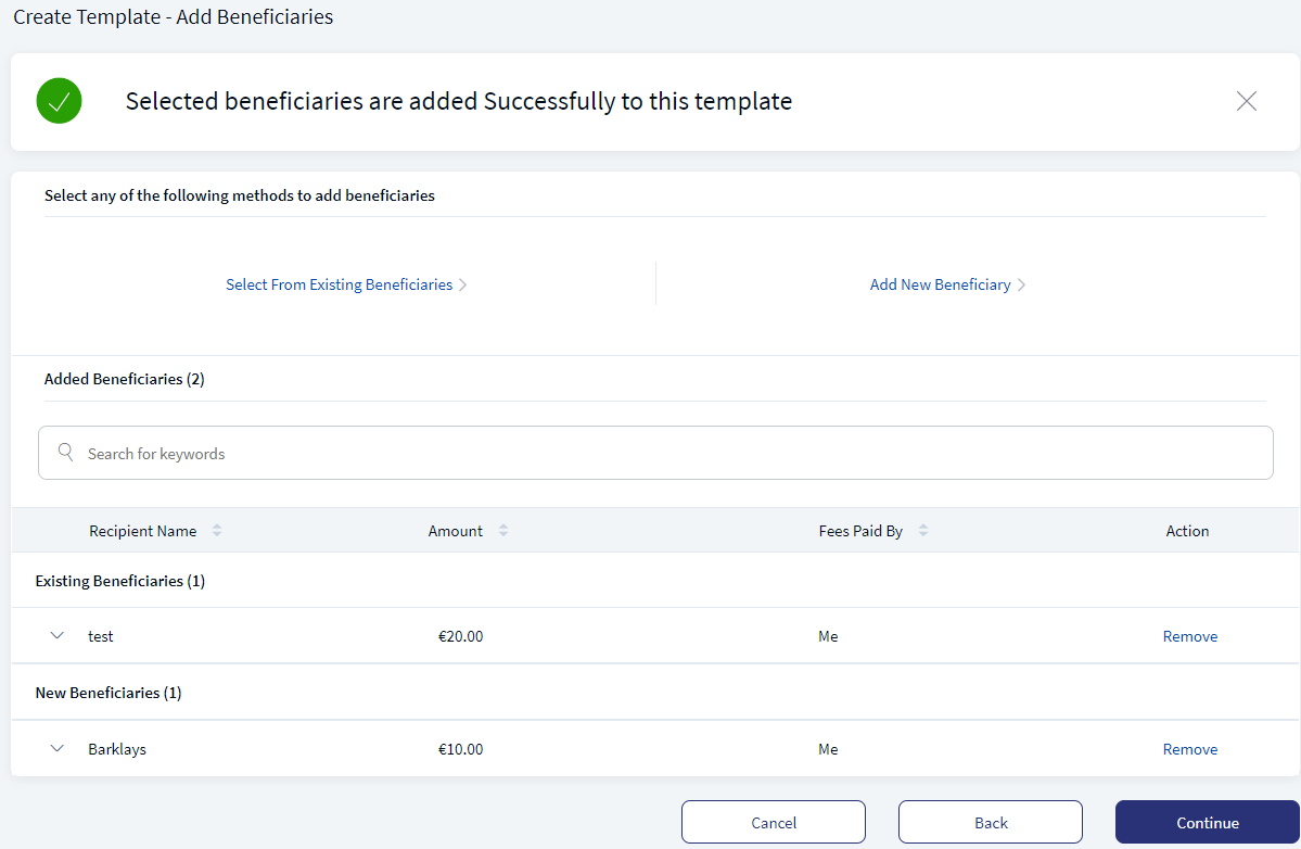 Add Beneficiaries