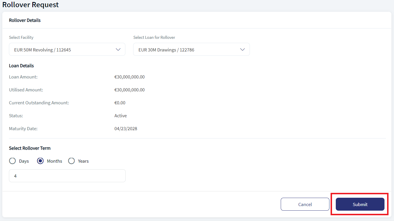 Create Roll Over Request