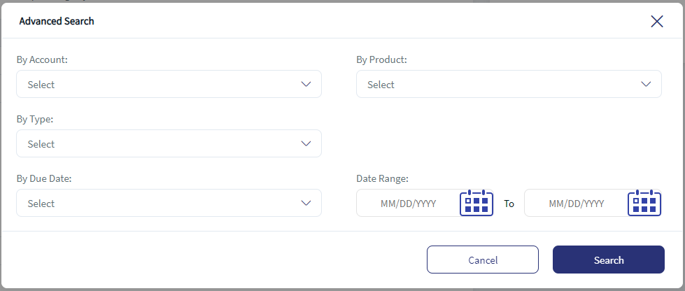 Upcoming Payments - Advanced Search