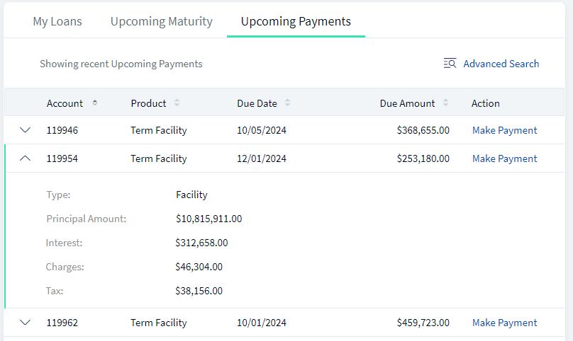 Upcoming Payments - Records Expanded