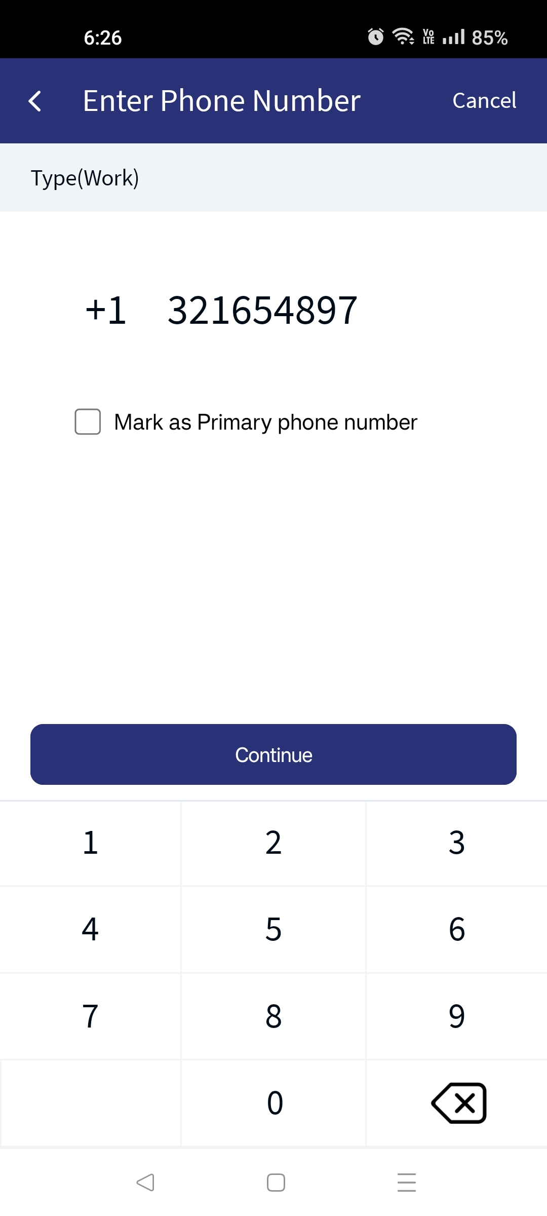 Add Phone number