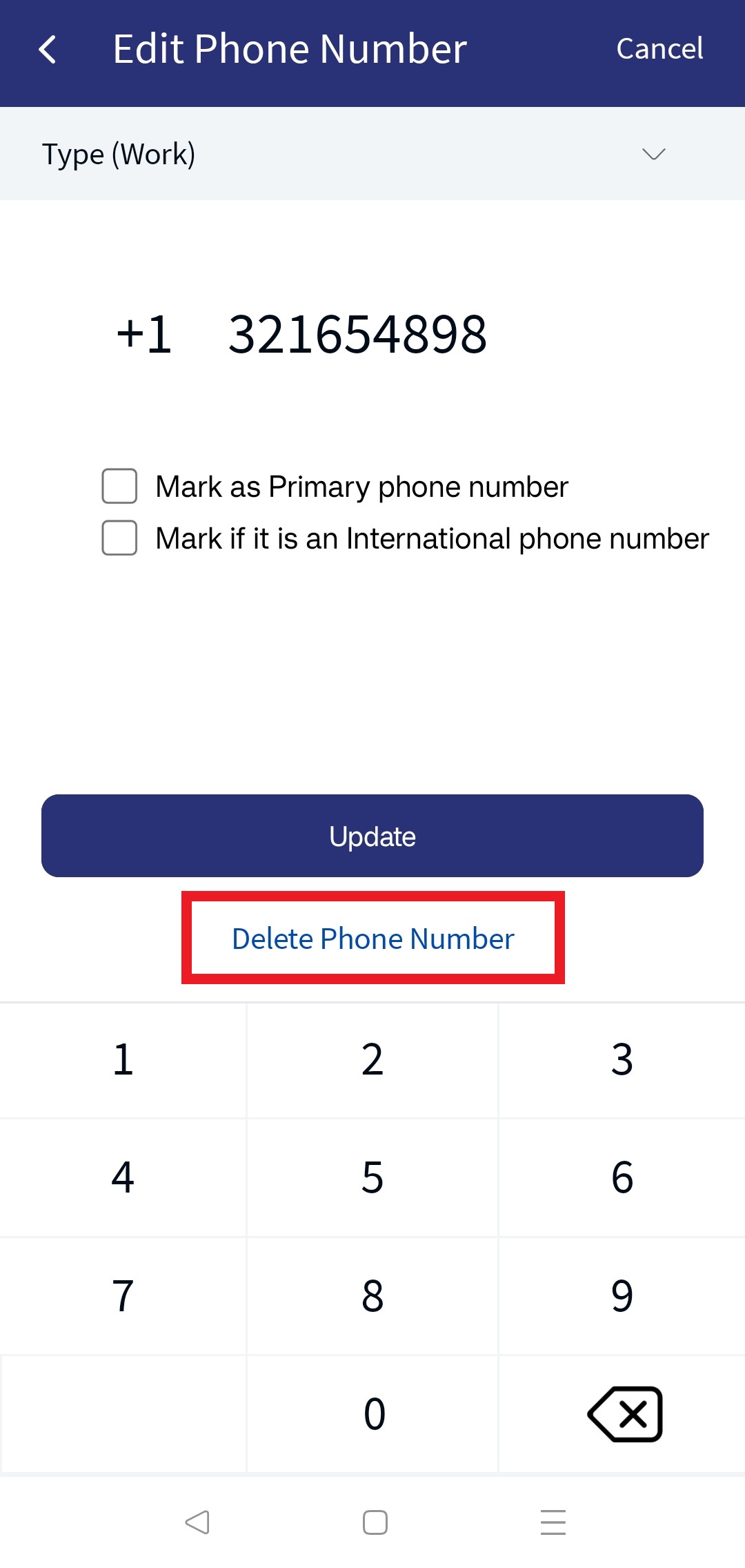 Delete Phone number