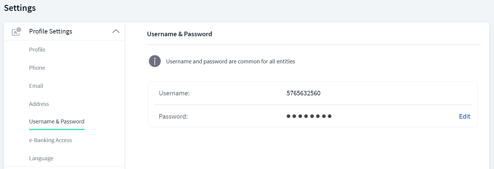 Username and Password