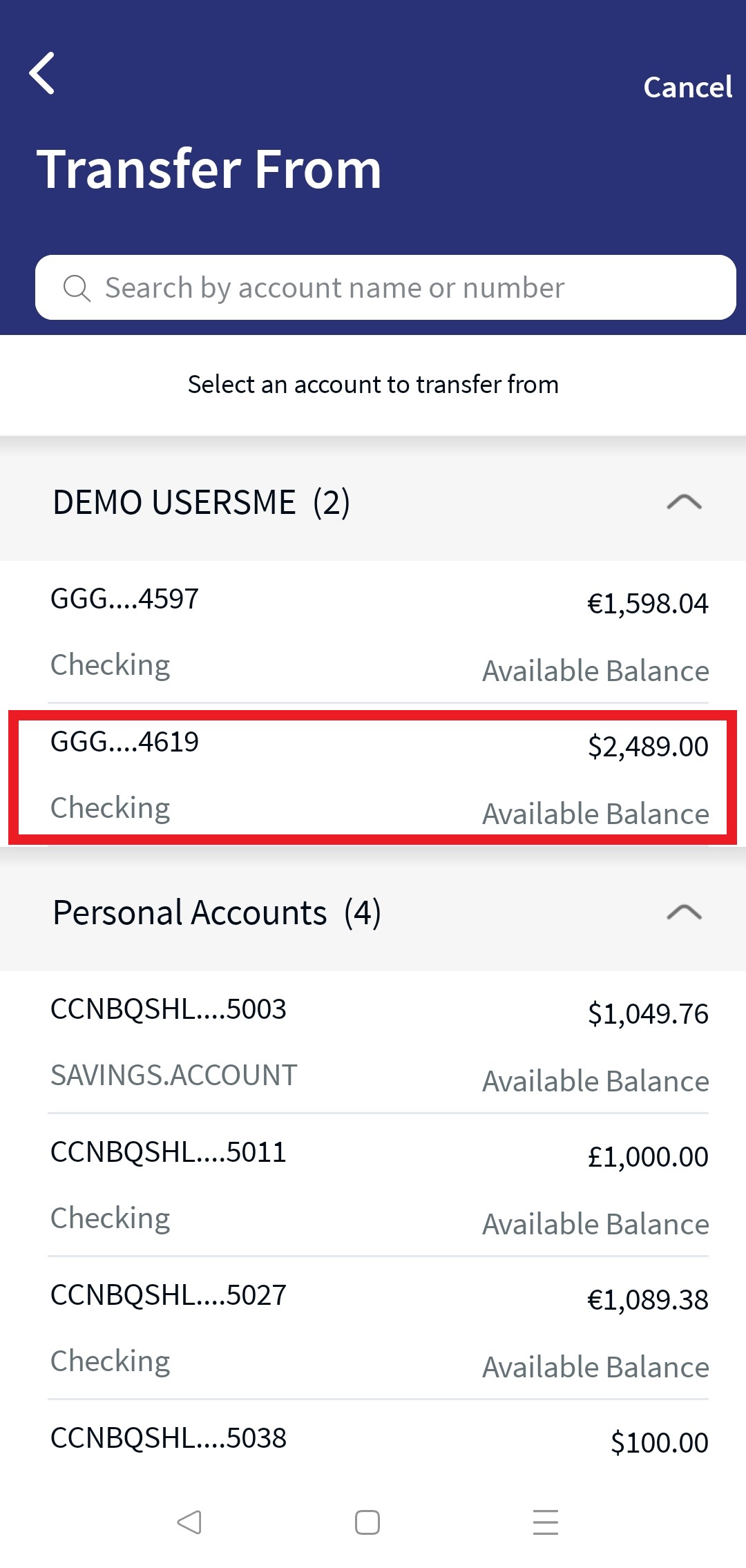 Domestic Transfer - Existing Payee - MB