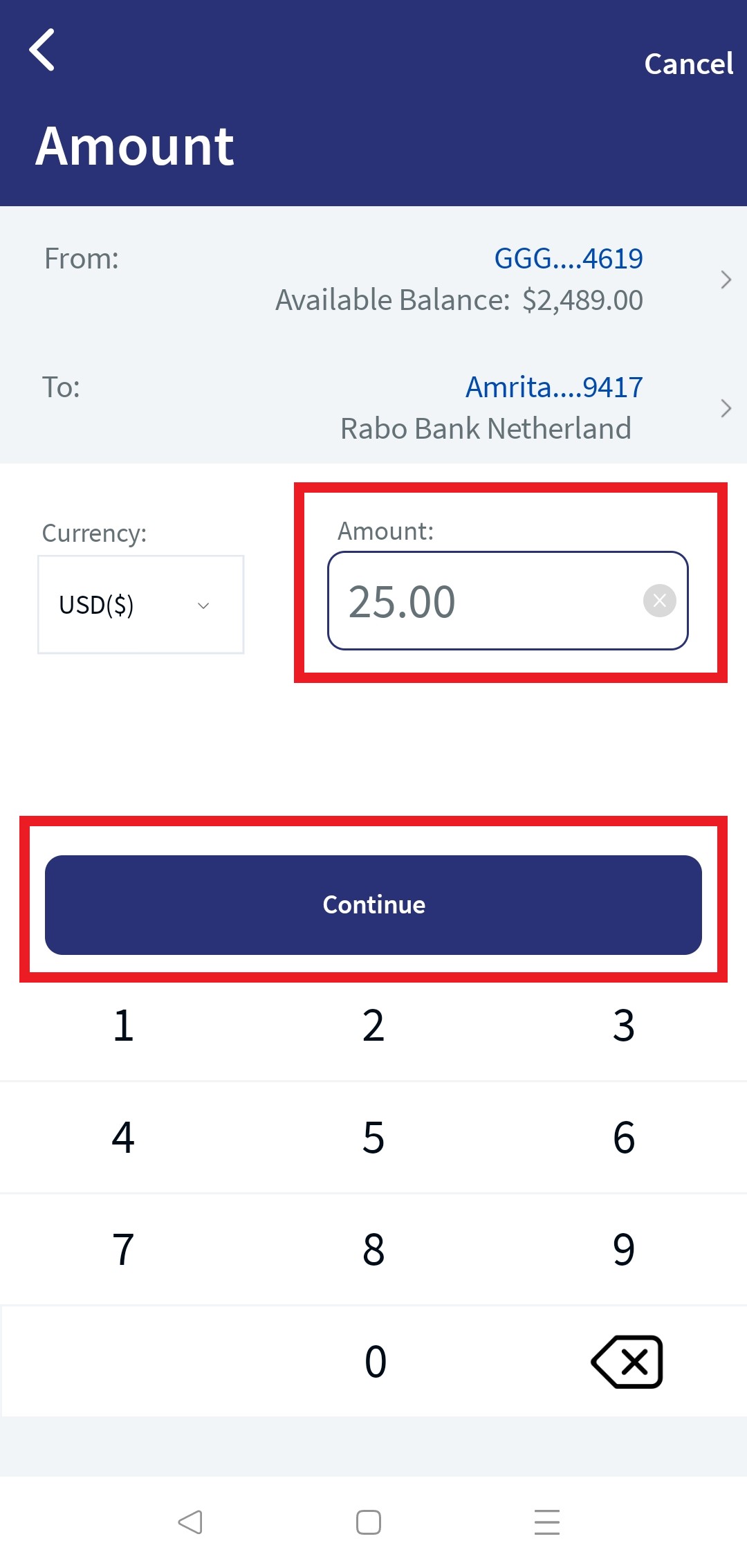 Domestic Transfer - Existing Payee - MB