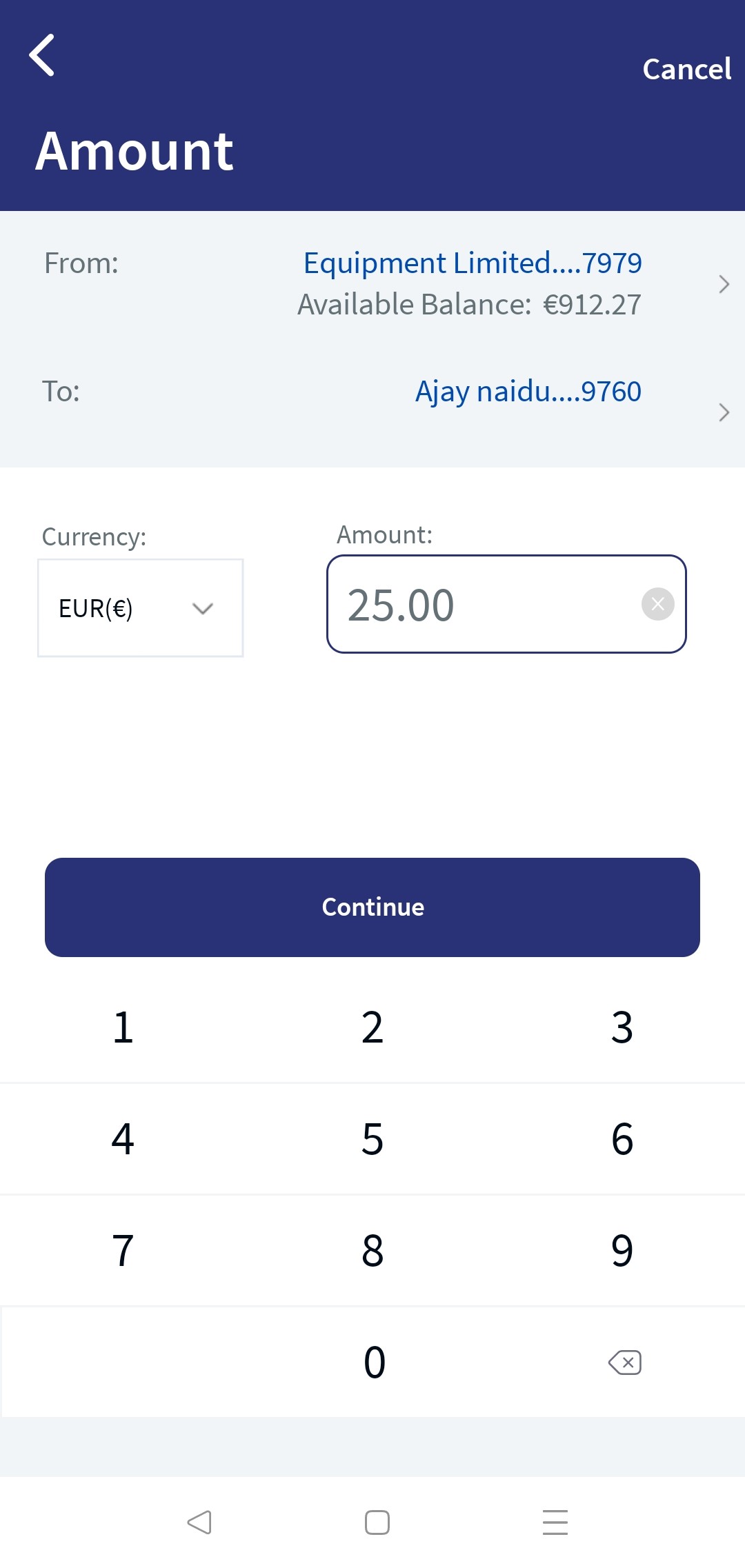 Domestic Transfer - Existing Payee - MB