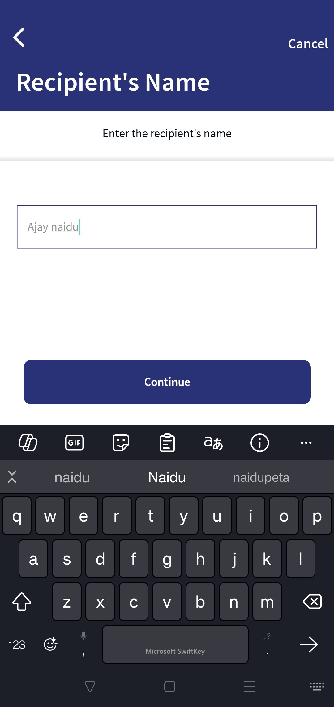 Domestic Transfer - Existing Payee - MB