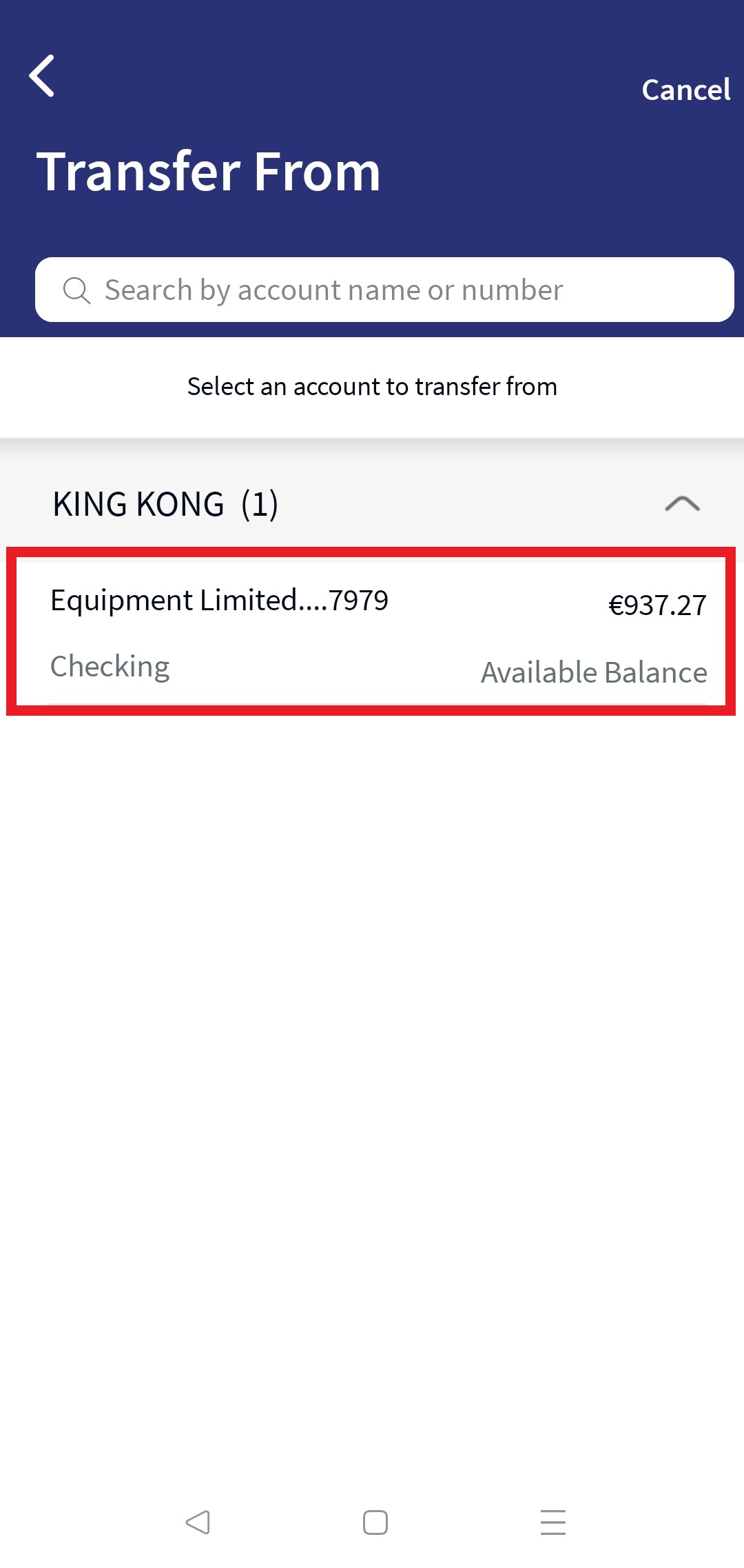 Same Bank Existing Payee Transfer