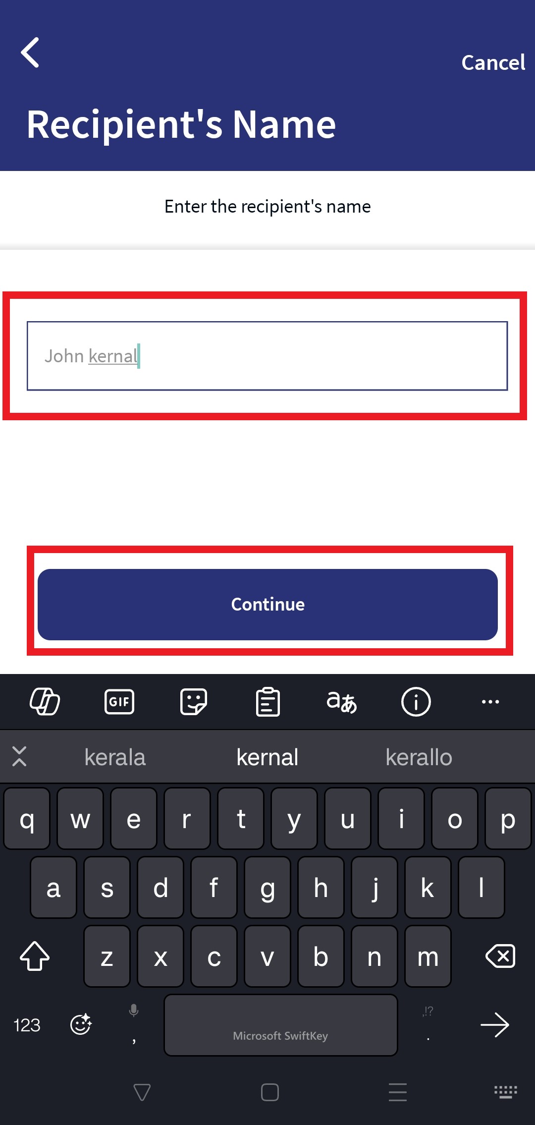 Same Bank Existing Payee Transfer