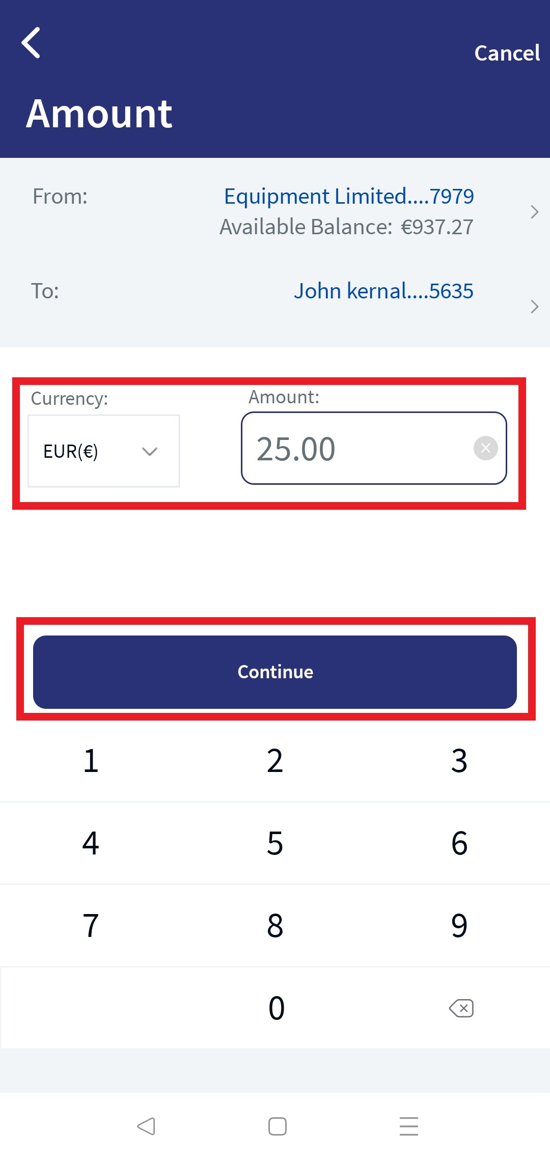 Same Bank Existing Payee Transfer