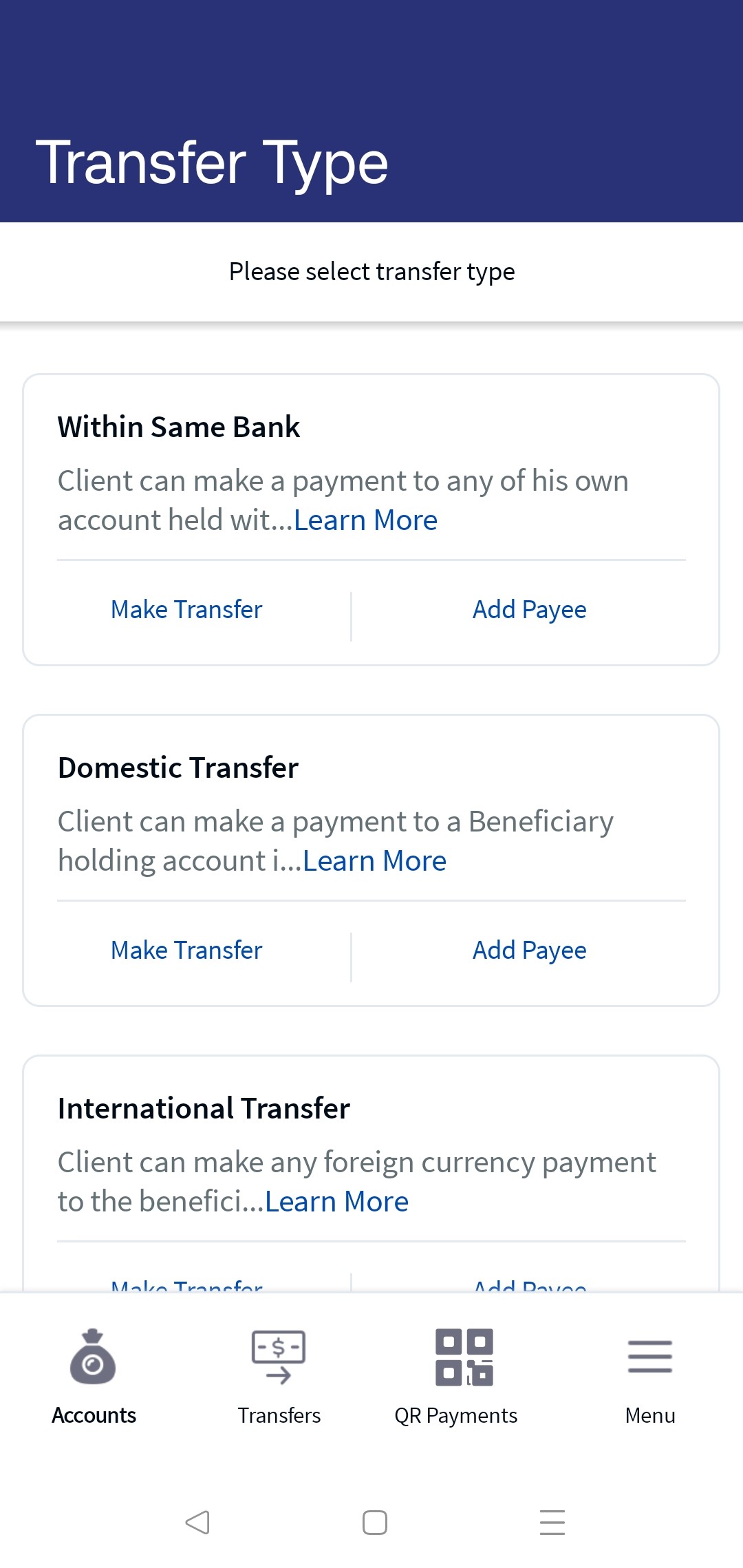 Transfers Type