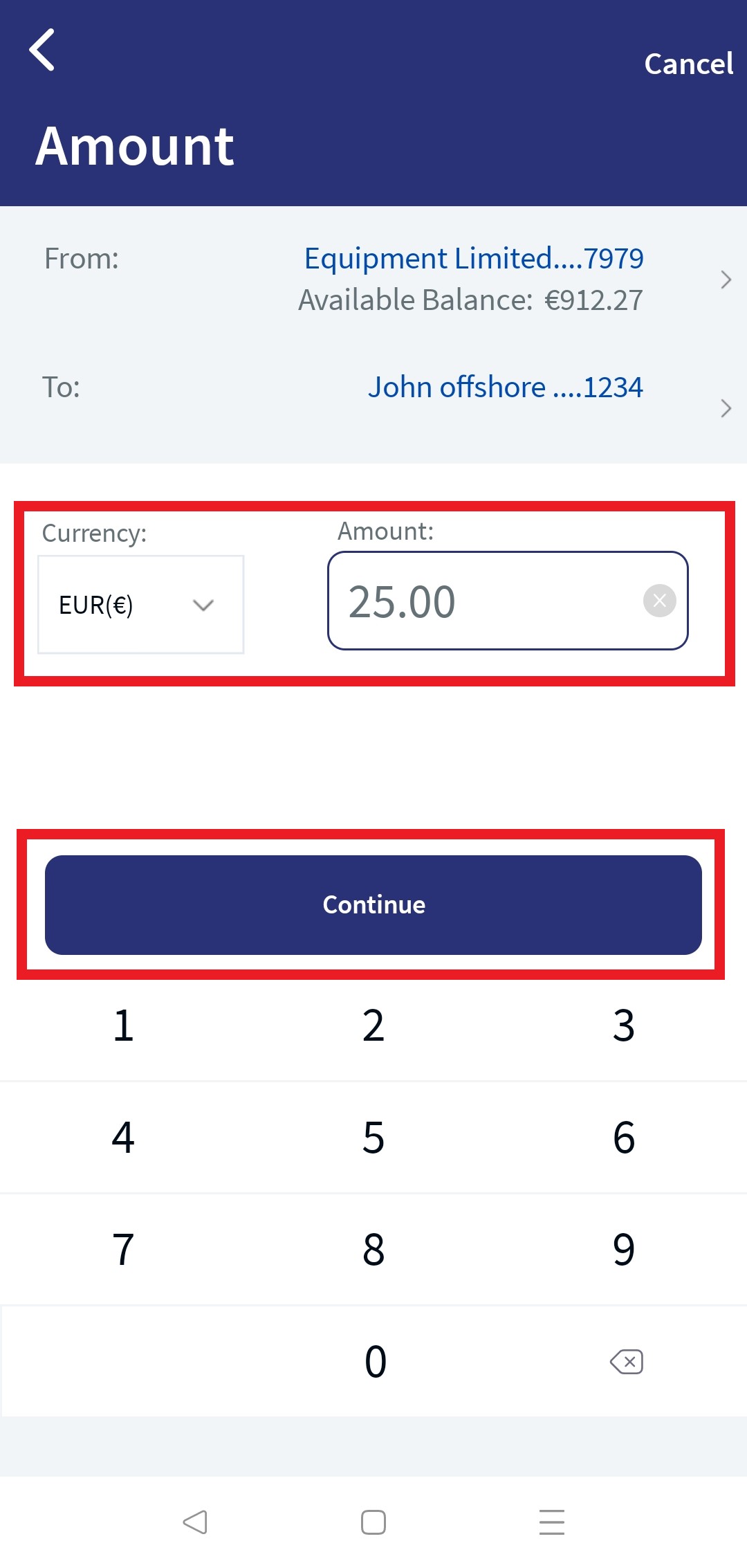 Domestic Transfer - Existing Payee - MB