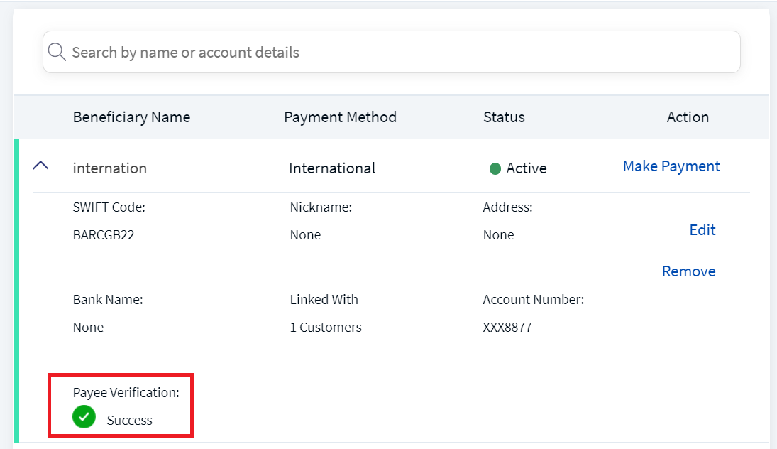 Payee Verification