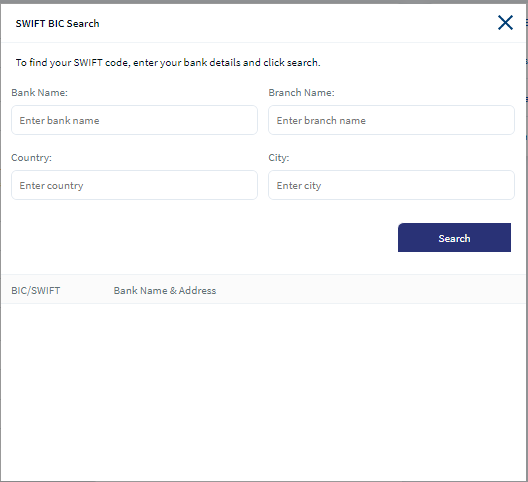 Swift BIC Search