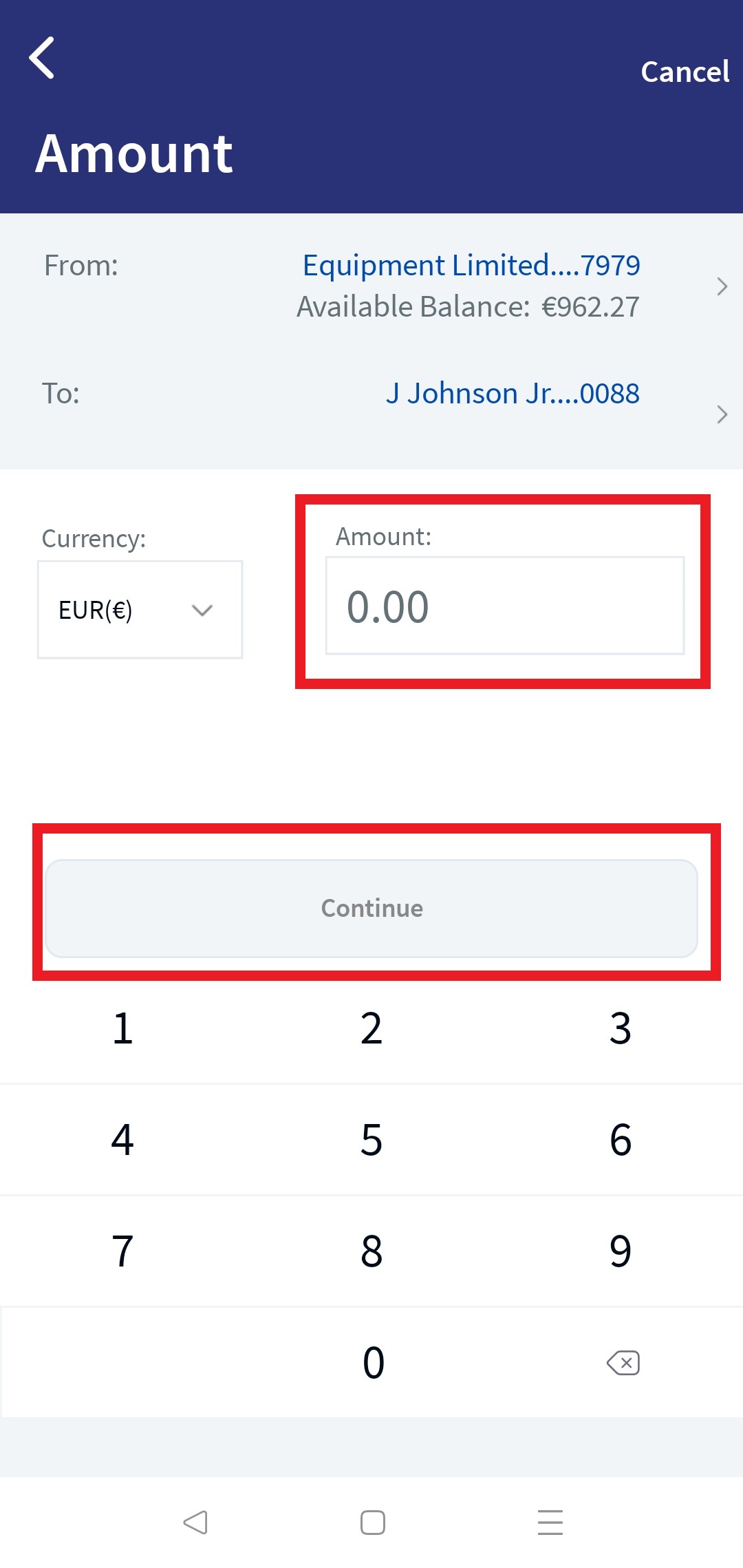 Same Bank Existing Payee Transfer