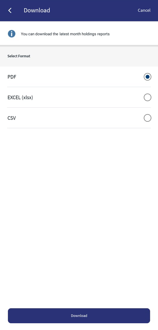 Download Holdings Options