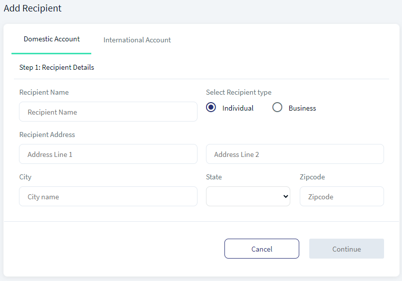 Wire Transfer - Add Recipient Wire Transfer - Add Recipient