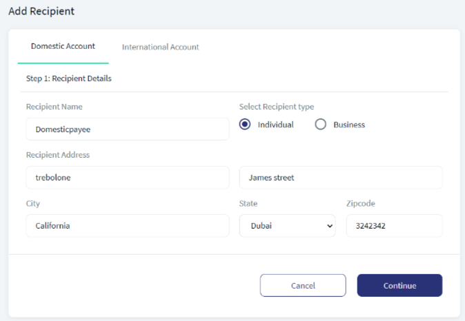 Wire Transfer - Add Recipient Wire Transfer - Add Recipient