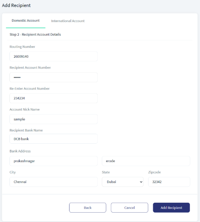 Wire Transfer - Add Recipient Wire Transfer - Add Recipient