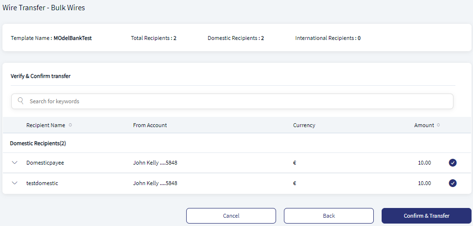 Wire Transfer -  Verify and Confirm Transfer